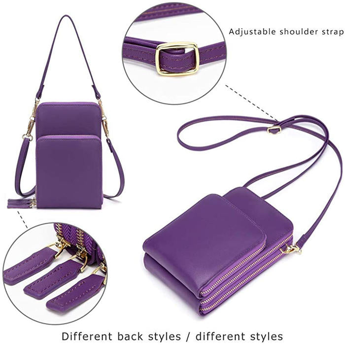 Beakey Crossbody Phone Bag for Women Small Shoulder Bag Cell Phone Wallet Purses and Handbags with 14 Credit Card Slots-Purple