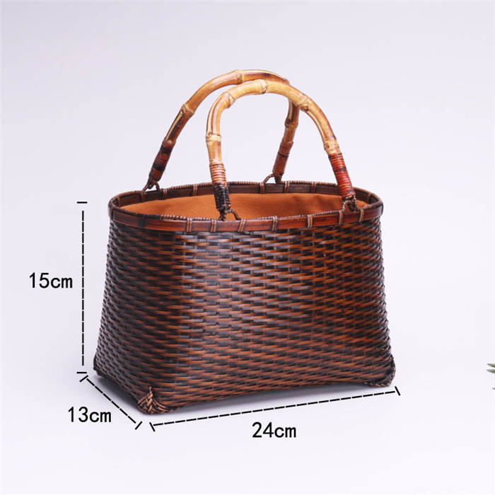 Beakey Retro Weave Womens Bamboo Handbag Handmade Large Tote Bag Wicker Basket Bag