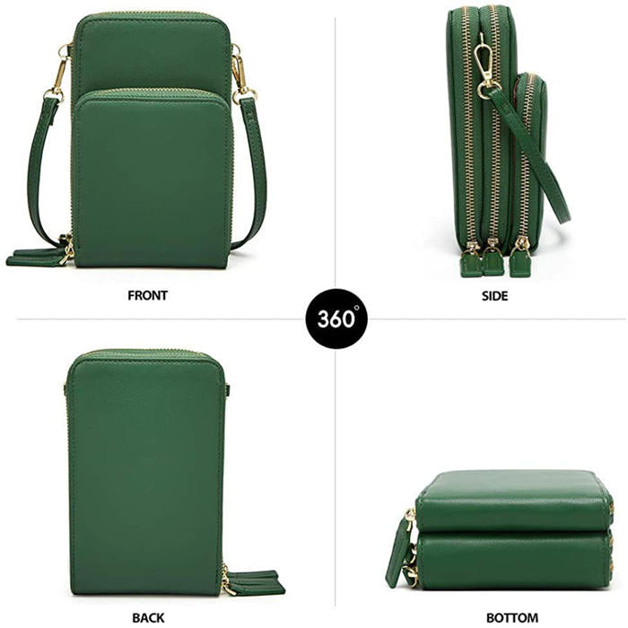 Beakey Crossbody Phone Bag for Women Small Shoulder Bag Cell Phone Wallet Purses and Handbags with 14 Credit Card Slots-Darkgreen