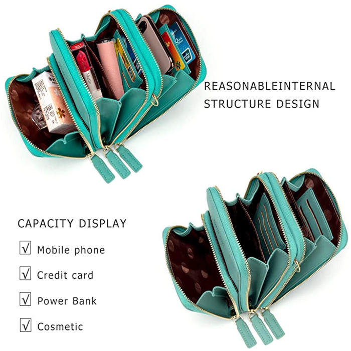 Beakey Crossbody Phone Bag for Women Small Shoulder Bag Cell Phone Wallet Purses and Handbags with 14 Credit Card Slots-Lightgreen