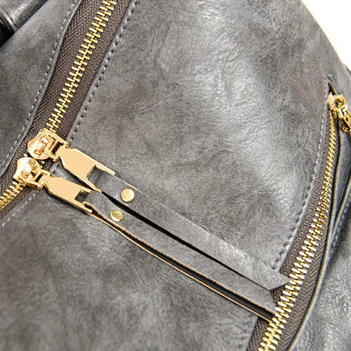 Beakey Women's Fashion Purse Backpack Multipurpose Design Backpack PU Leather Travel bag-Gray