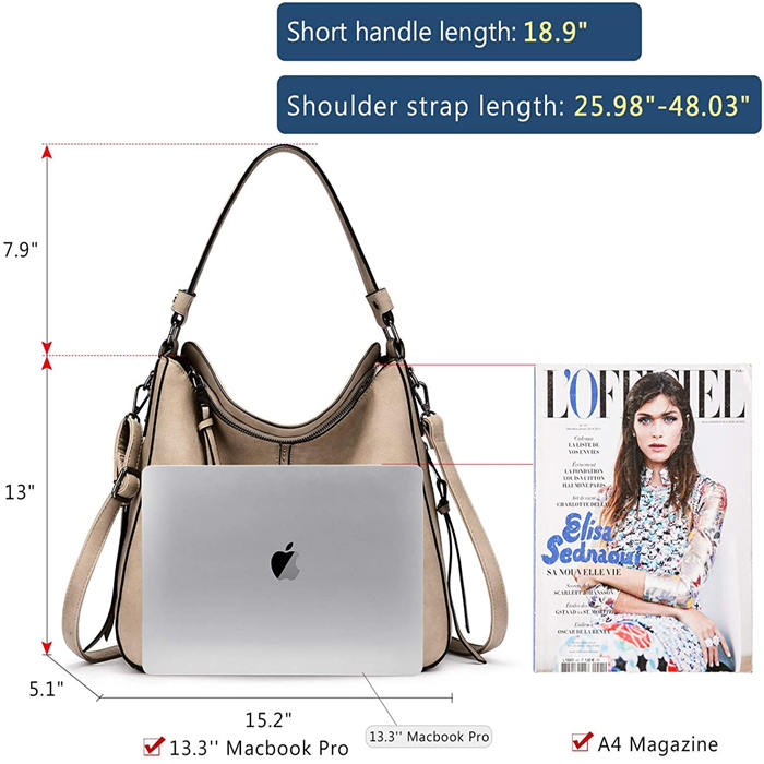 Beakey Handbags for Women Large Designer Ladies Hobo bag Bucket Purse Faux Leather-Creamwhite