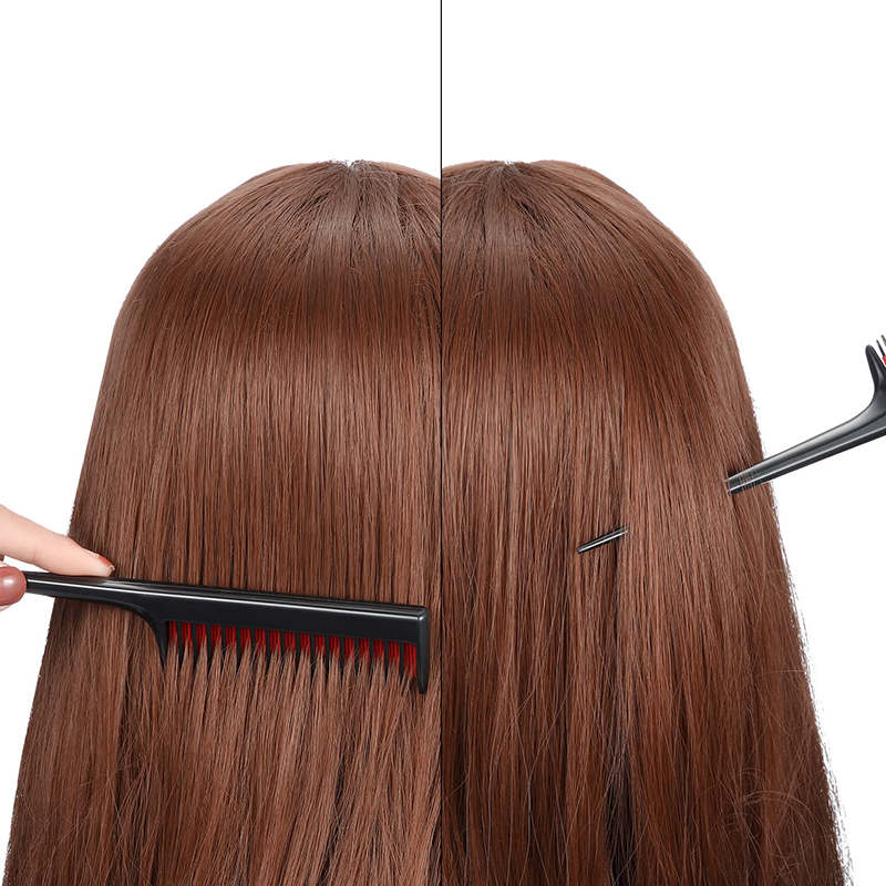 Beakey Triple Teasing Comb with Rat Tail Handle Adds Volume To Fine Hair-Black
