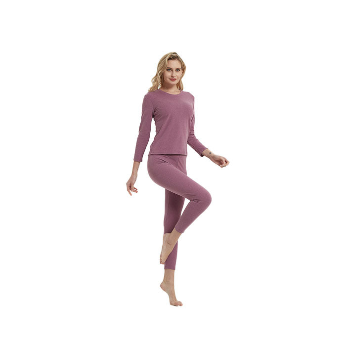 Beakey Women's Ultra Soft Autumn And Winter Thermal Underwear Fleece Lined Pajamas-Purple