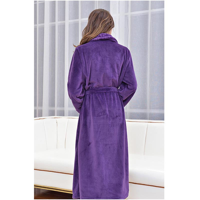 Beakey Warm Soft Plush Robe with Pockets for Unisex-Purple