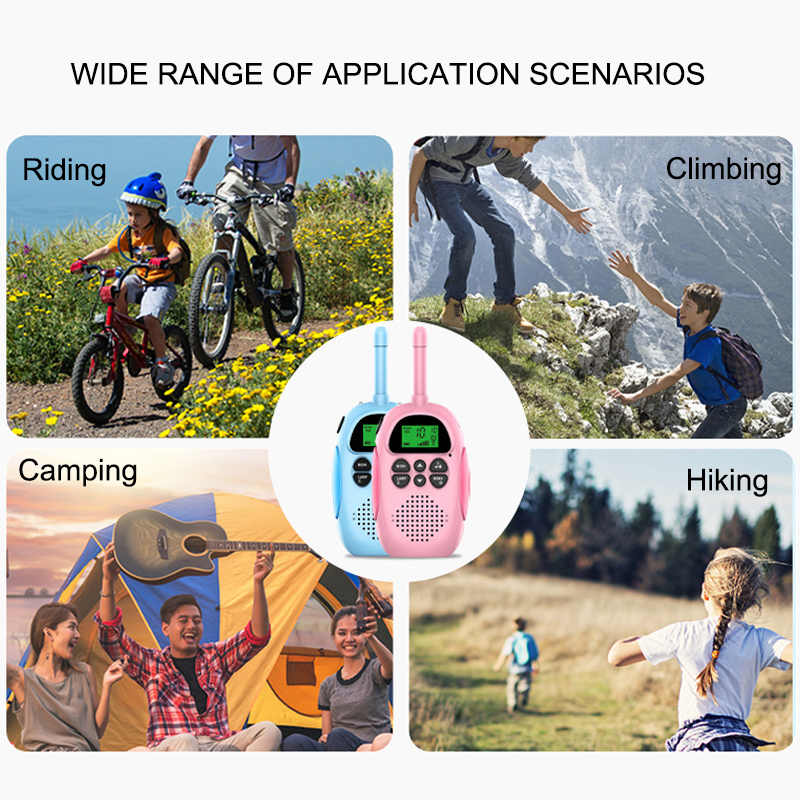 Beakey 2 Pcs Kids Walkie Talkies Rechargeable 22 Channels 2 Way Radio-Pink Blue