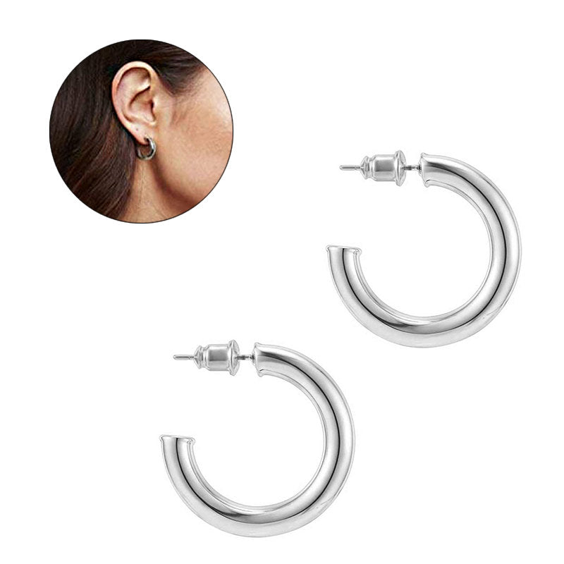 Beakey Silver Hoop Earrings for Women Lightweight Open Hoops