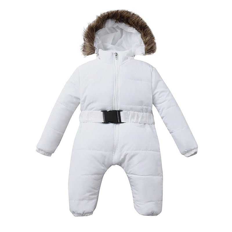 Beakey Newborn Snowsuits with Removable Hood Warm Padded Coat Winter-White