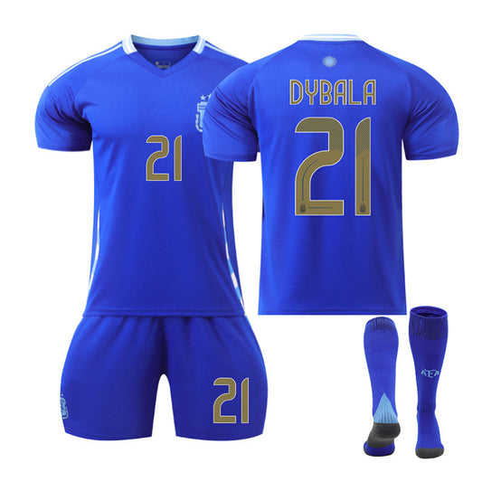 Beakey DYBALA #21 Argentina Away Jersey Soccer Jersey Kit Football T-shirt Set for Adult Kids