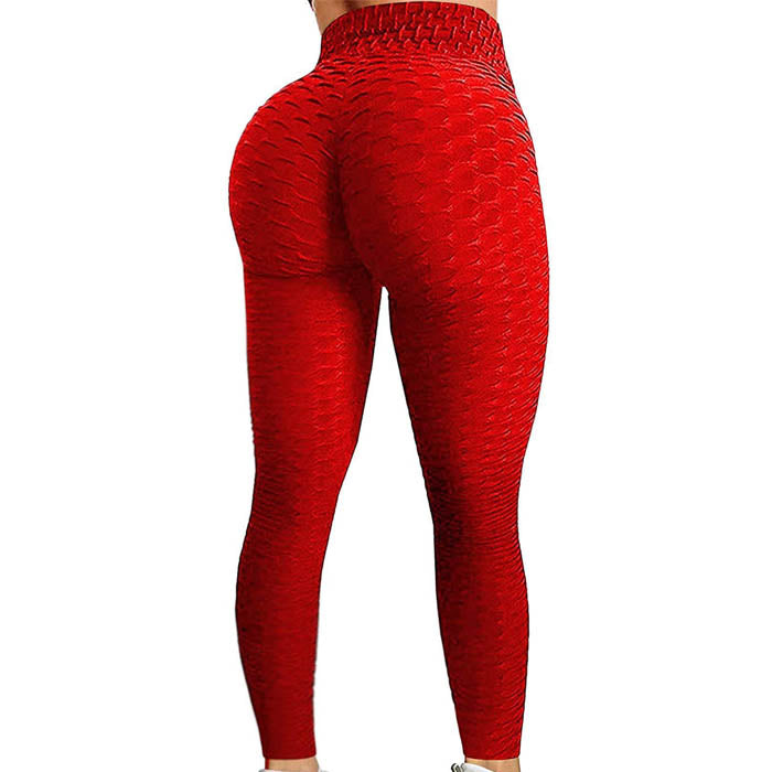 Beakey Women's High Waist Yoga Pants Leggings -Red