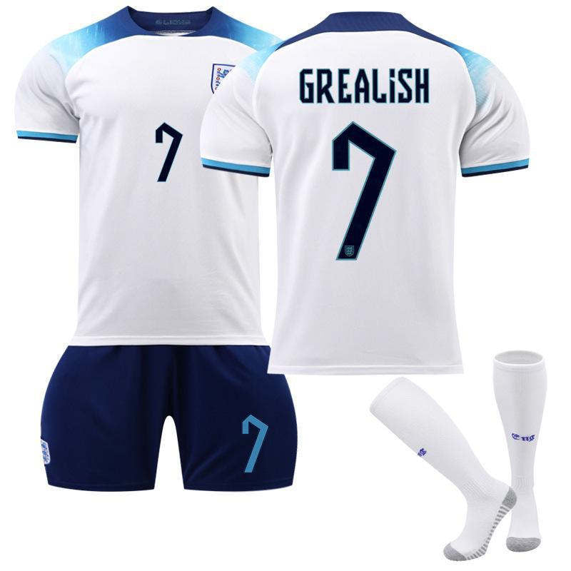 Beakey England Hone Jersey 2022-23 GREALISH #7 Soccer Jersey Kids Adult 3-Pieces Jersey Kits