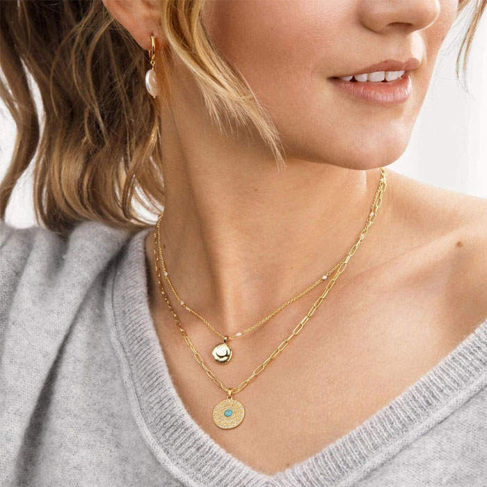 Beakey Simple Cute Long Pendant Necklace Oval Link Choker Double Layer Jewery-Squint-GL-0023A