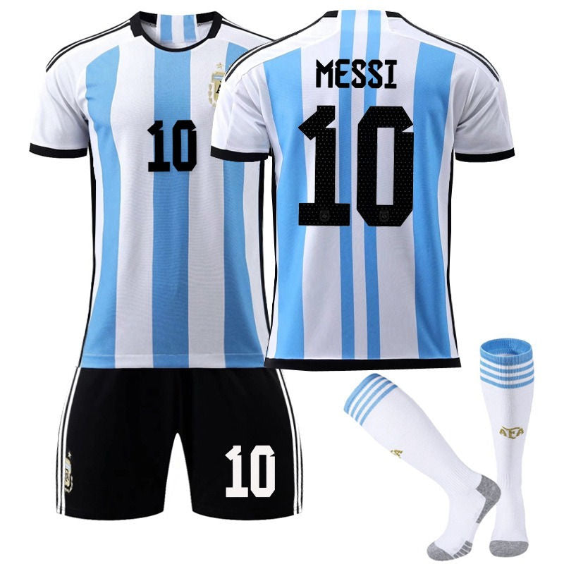 Beakey MESSI #10 Argentina Home B-Jersey 2022/23 Soccer B-Jersey Kit Football T-shirt Set For Adult Kids
