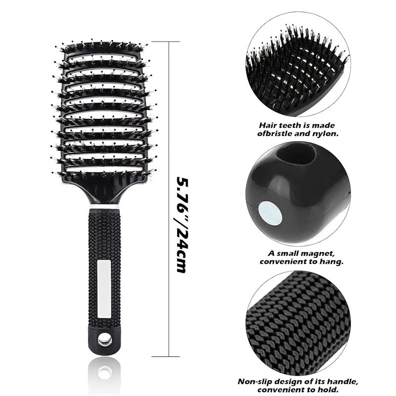 Beakey 2Pcs Hair Detangling Brush Fast Drying Styling Massage Hairbrush for Long Thick Curly Tangled Hair-Black White