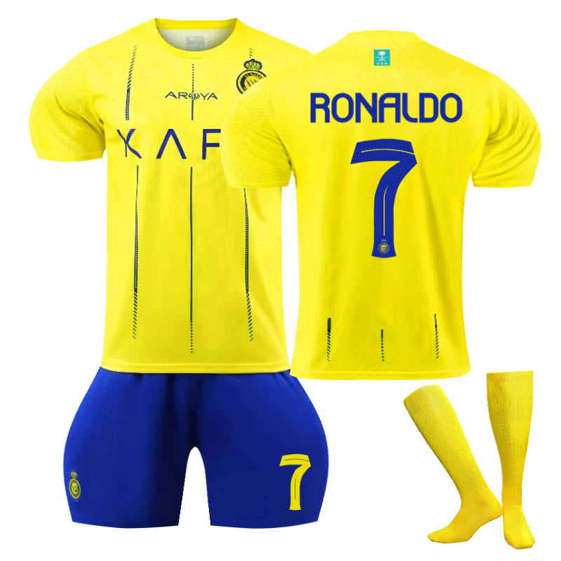 Beakey Al-Nassr FC Home Jersey RONALDO #7 Soccer Jersey Kids Adult 3-Pieces Jersey Kits