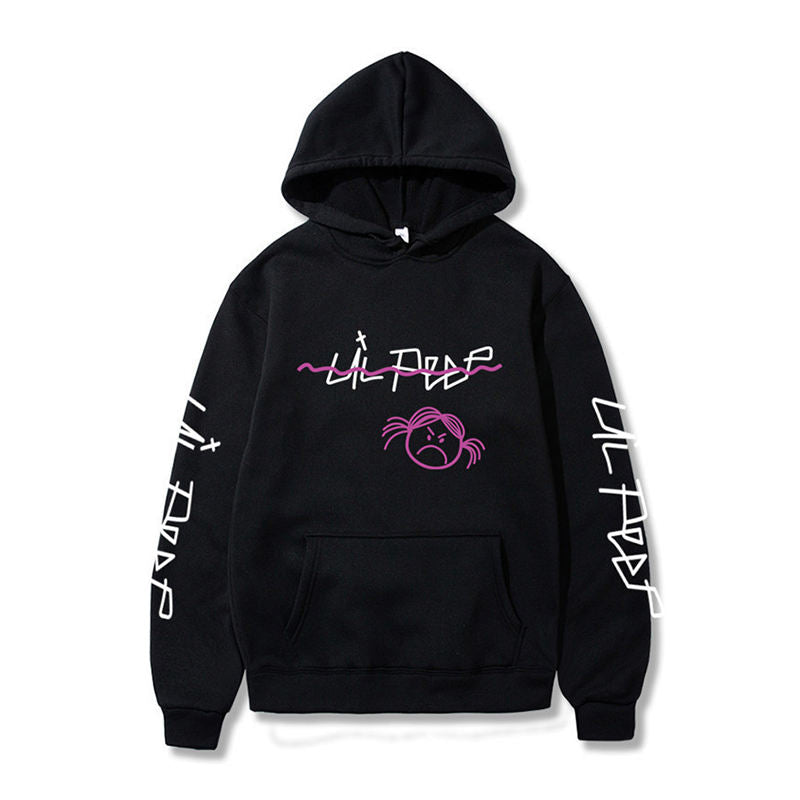 Beakey Unisex Hoodie for Winter with Front Pocket Letter Print Sweatshirt-BlackA