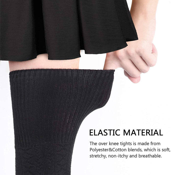 Beakey 6 Packs E Womens Long Solid Color Socks Over Knee Thigh High Socks Warm Stocking