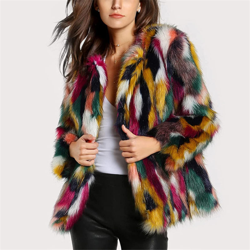 Beakey Womens Winter Luxury Faux Fur Coat Warm Plush Cardigan Jacket