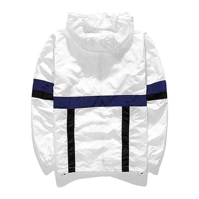 Beakey Lightweight Windbreaker for Men Hip Hop Hooded Zip Up Jacket-White