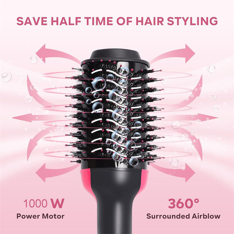 Beakey Hair Dryer Brush for Straightening Curling Drying with Negative Ion