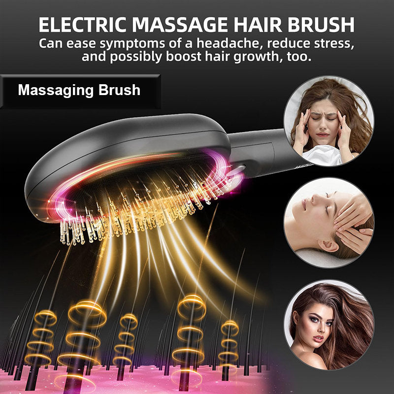 Beakey Vibratio Hair Brush with Negative Ionic for Detangling Frizzy-Black