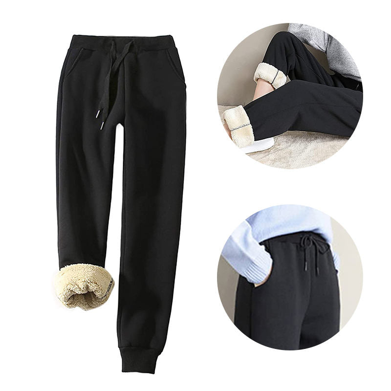Beakey Womens Warm Sweatpants Sherpa Lined Winter Athletic Jogger Pants-Denim Blue