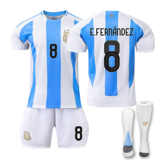 Beakey E.FERNANDEZ #8 Argentina Home Jersey Soccer Jersey Kit Football T-shirt Set for Adult Kids