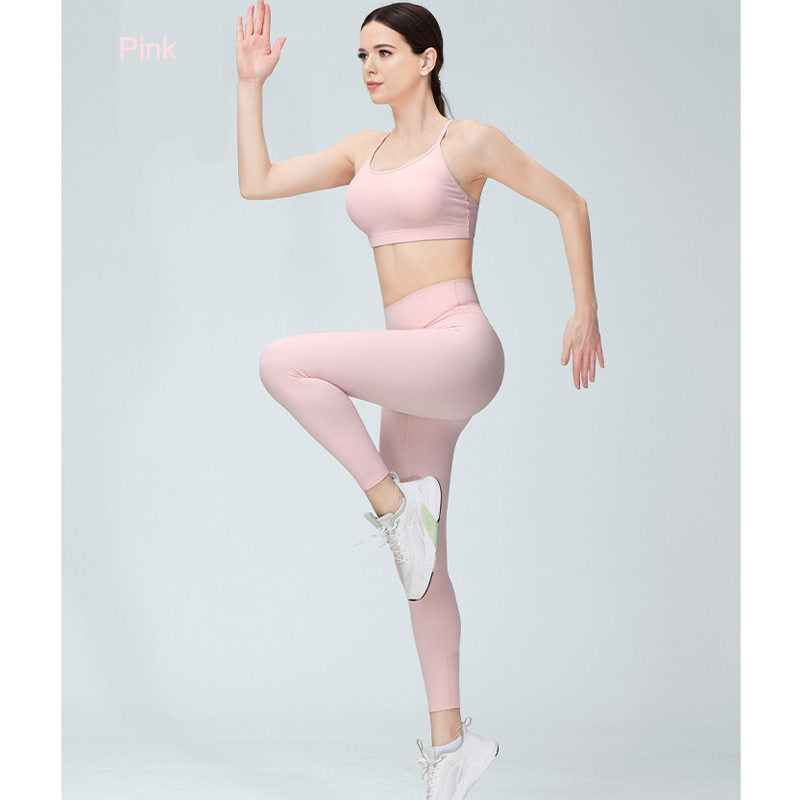 Beakey Womens Yoga Pants Breathable Naked Feeling Fitness Leggings-Pink