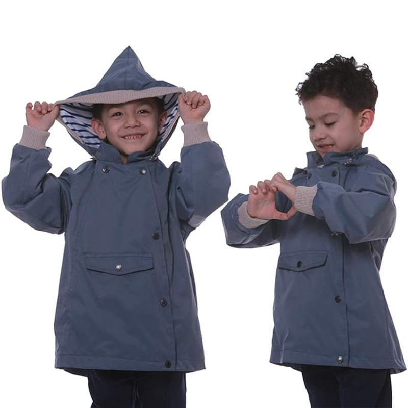 Beakey Kids Rain Jacket with Removable Hood Windproof for Spring Fall-Grey