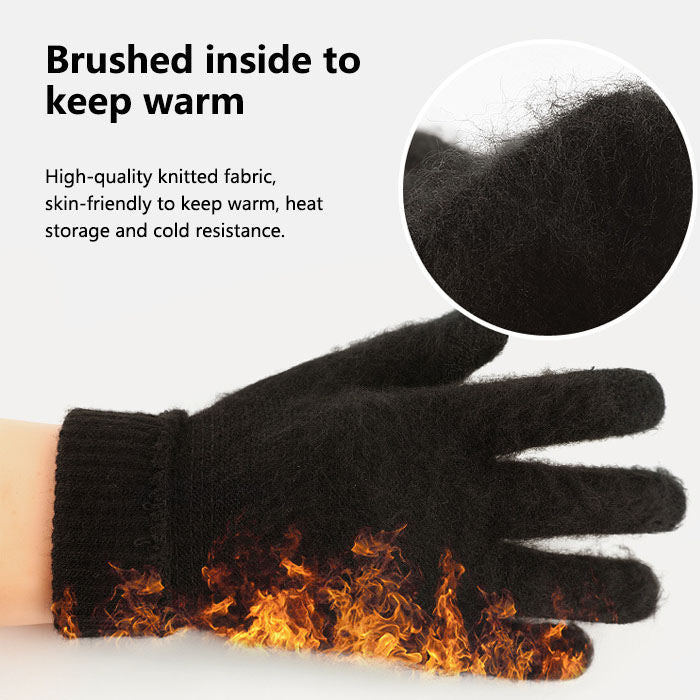 Beakey Winter Woman Gloves Upgraded Touch Screen Anti-Slip Silicone Gel Elastic Cuff Thermal-Brown+Coffee White-DZ32