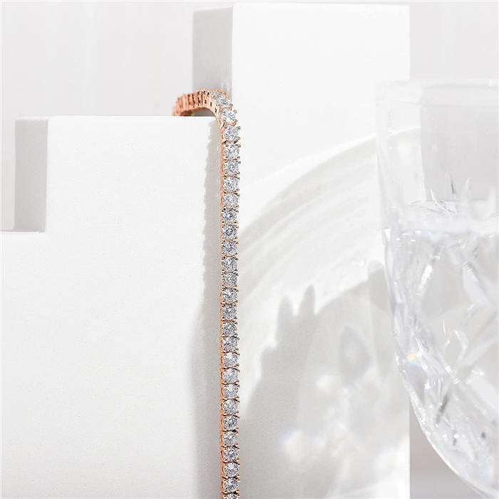 Beakey 4mm Cubic Zirconia Classic Tennis 17/18/19cm Bracelets For Women-Rose Gold