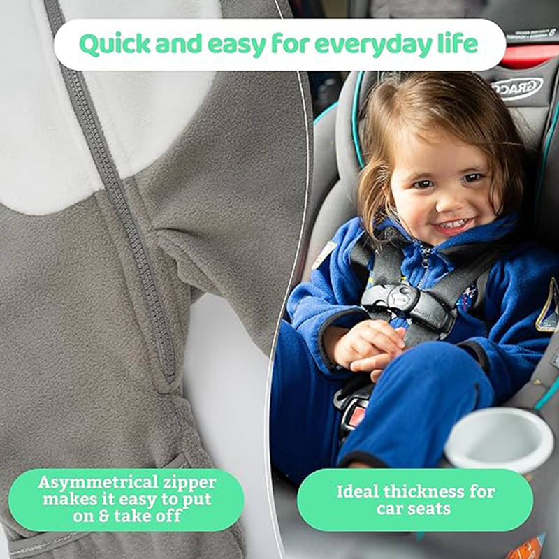 Beakey Baby Fleece Bodysuit Zipper Closure with Hood & Mittens for Winter-Black