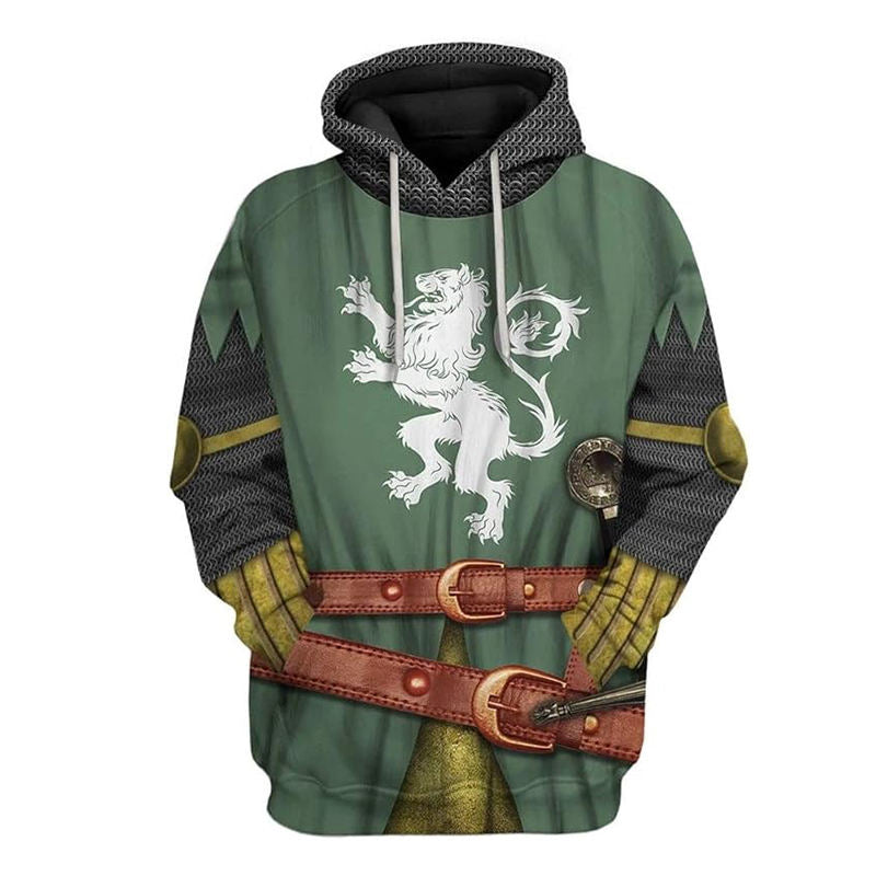 Beakey Medieval Knight Hoodie for Women Men Classic 3D Printed Sweatshirt-F