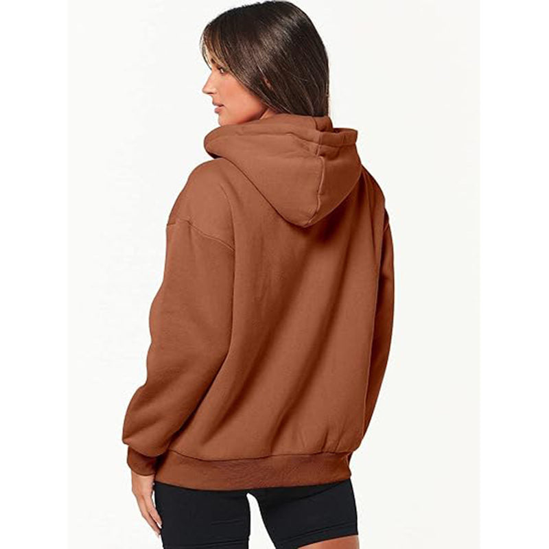 Beakey Womens Zip Up Hoodies with Pockets Y2K Oversized Sweatshirts-Coffee