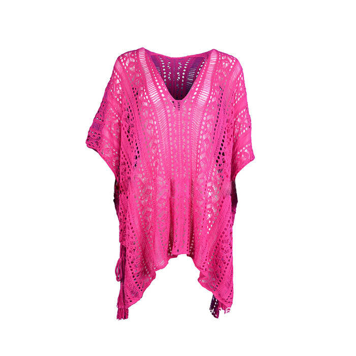 Beakey Women's Swimsuit Beach Bikini Loose Blouse Knitted Blouse Stylish Beach Cover up-Rose
