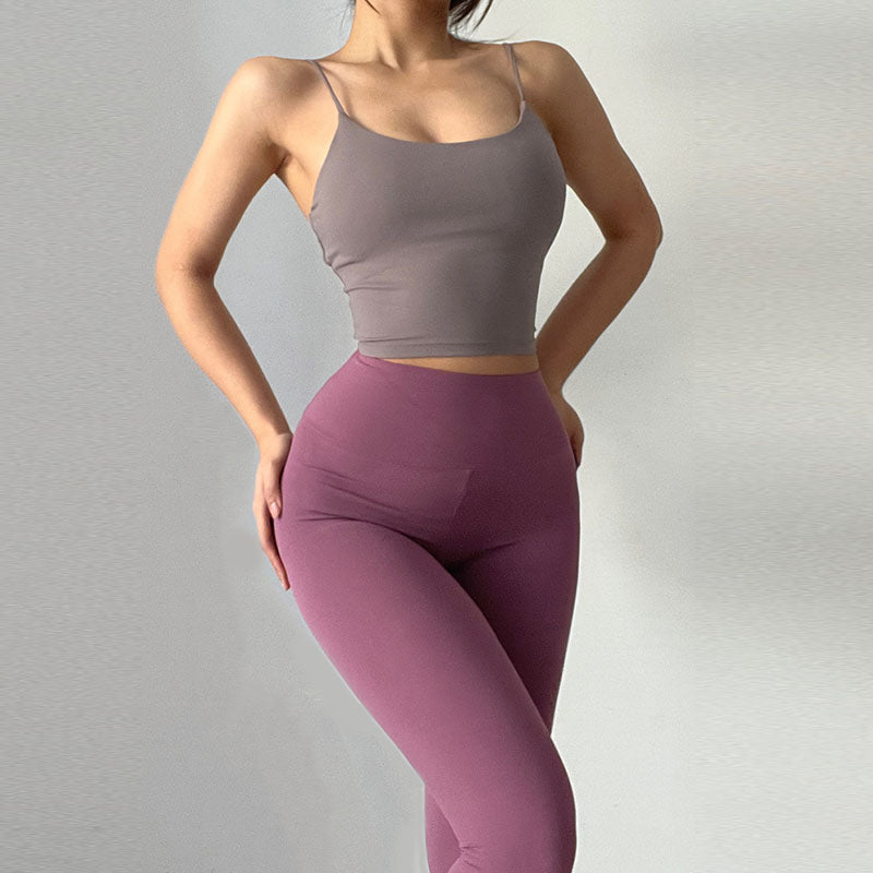 Beakey Womens Yoga Pants High Waist Leggings with Pockets for Workout-Plum Purple