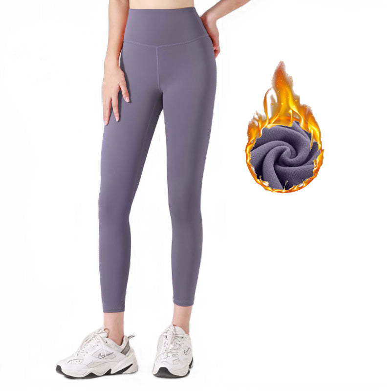 Beakey Womens Fleece Yoga Pant High Waisted Tummy Control Athletic Leggings-Purple