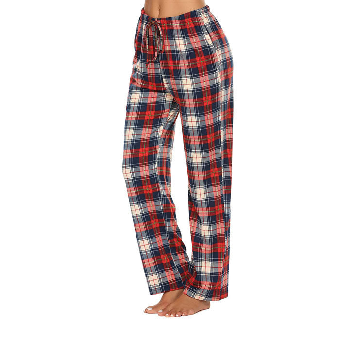 Beakey Women Lounge Pants Comfy Pajama Bottom Stretch Plaid Drawstring Bottoms Pants-03-SP127