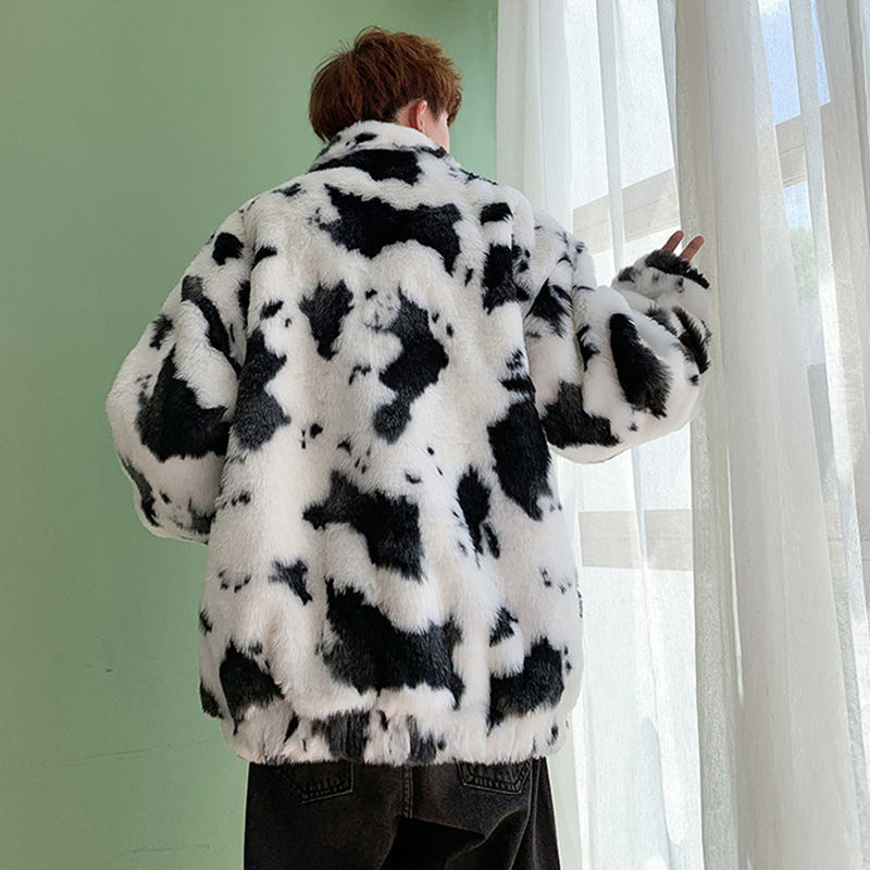 Beakey Faux Fur Jackets for Men Warm Zip up Oversize Outwear Winter