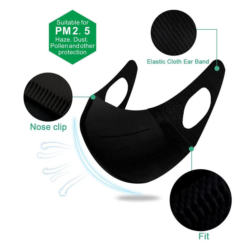 Beakey 3D Disposable Breathable Face Mask 50 Pcs for Adults-Black