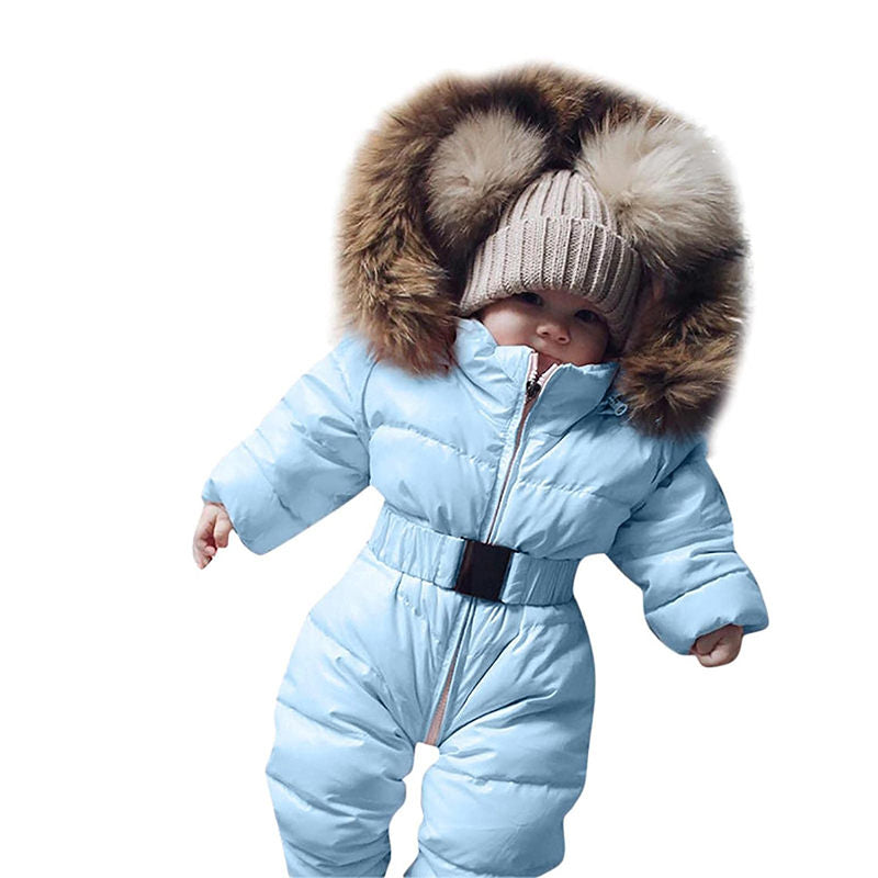 Beakey Newborn Snowsuits with Removable Hood Warm Padded Coat Winter-Sky Blue