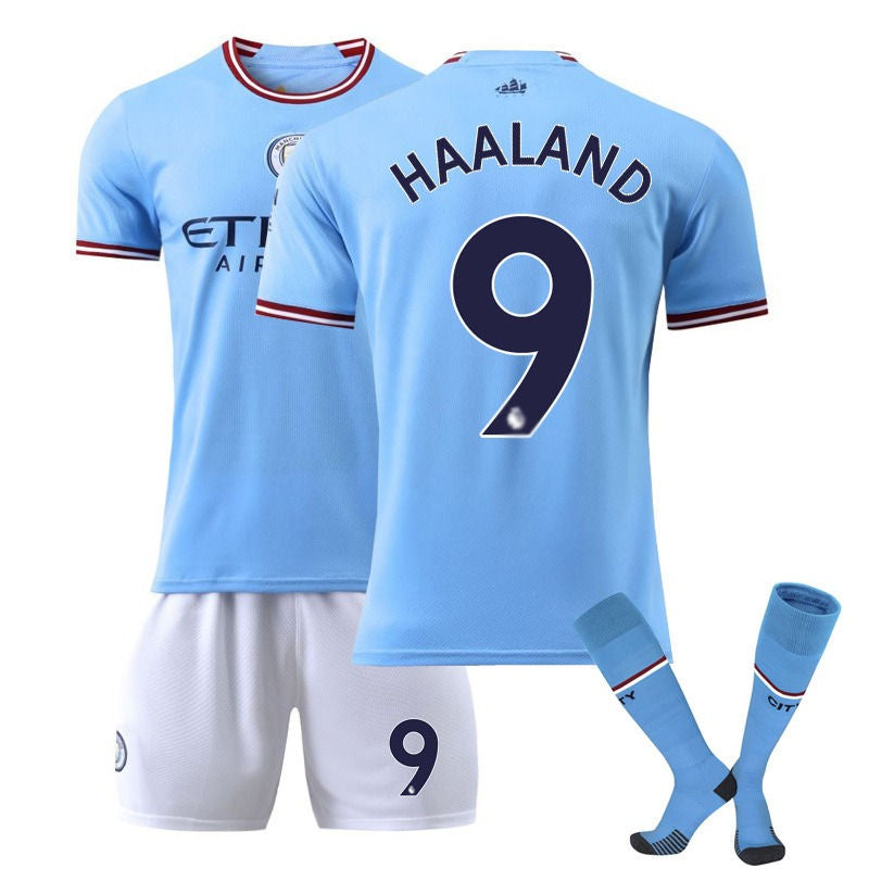 Beakey HAALAND #9 Manchester City F.C Home B-Jersey 22/23 Soccer B-Jersey Set For Adult Kids