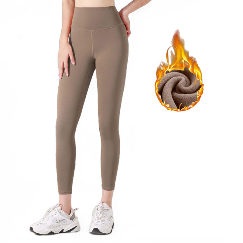 Beakey Womens Fleece Yoga Pant High Waisted Tummy Control Athletic Leggings-Cocoa