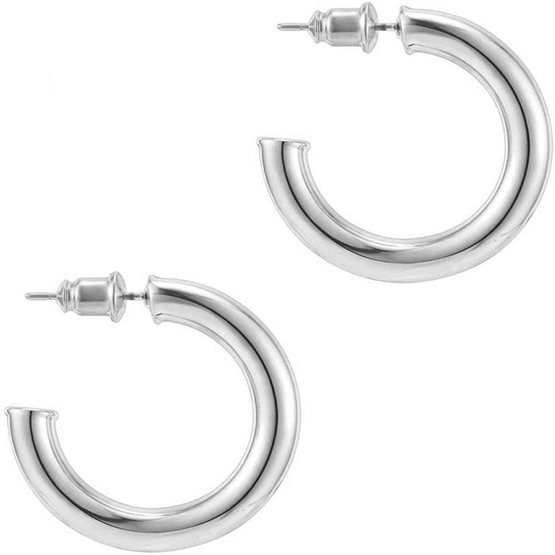 Beakey Silver Hoop Earrings for Women Lightweight Open Hoops