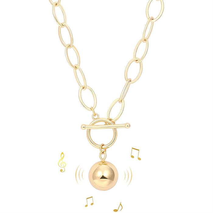 Beakey Simple Cute Long Pendant Necklace Oval Link Choker Double Layer Jewery-Racket-GL-0023A