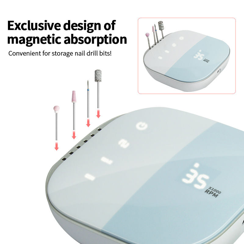 Beakey Electric Nail Drill Machine Set 35000RPM Rechargeable-Blue