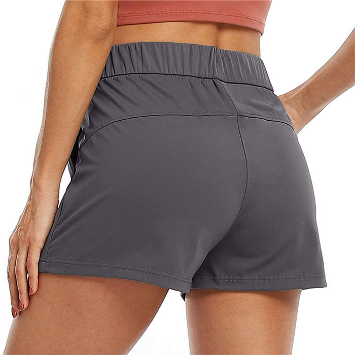 Beakey Women's Yoga Lounge Lace-up Shorts Comfy Casual Shorts With Pockets-Dark Gray-2022