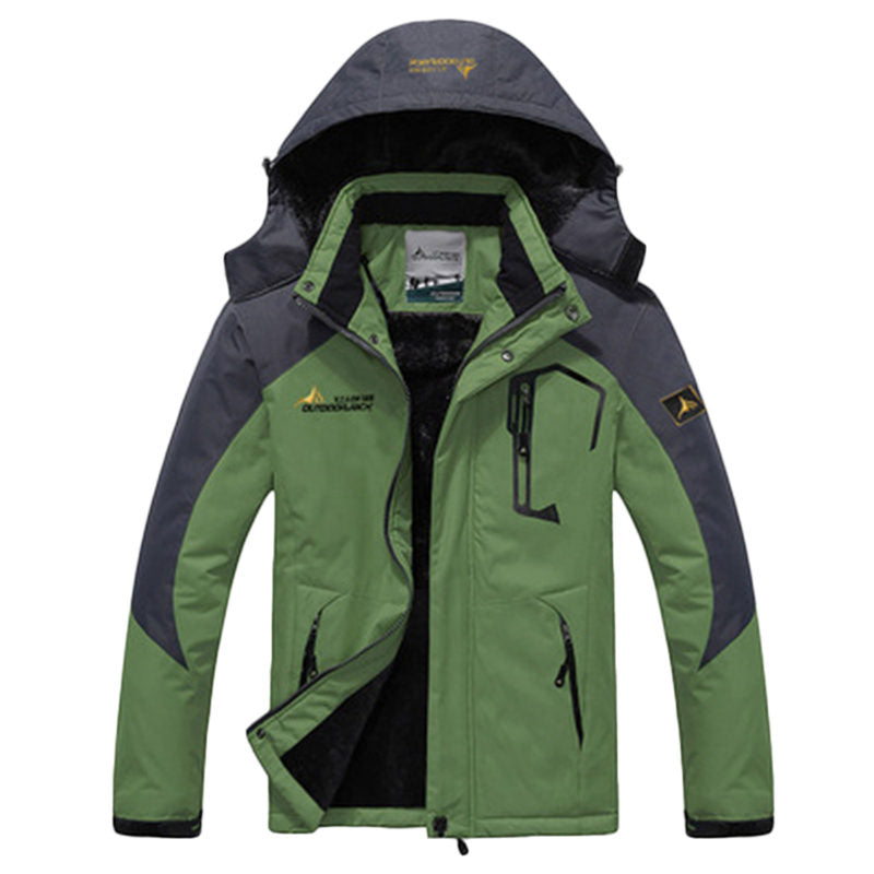 Beakey Mens Winter Coat Fleece Lined Waterproof Snow Ski Jacket with Hood-Grass Green