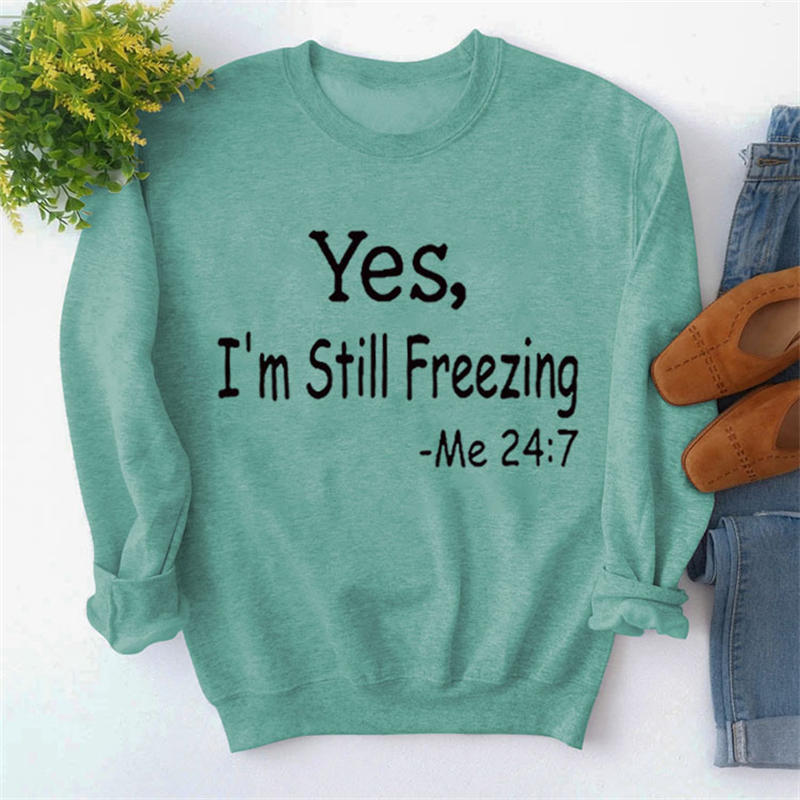 Beakey Letter Print Pullover Tops for Women Crewneck Fall Winter Sweatshirt-Light Green