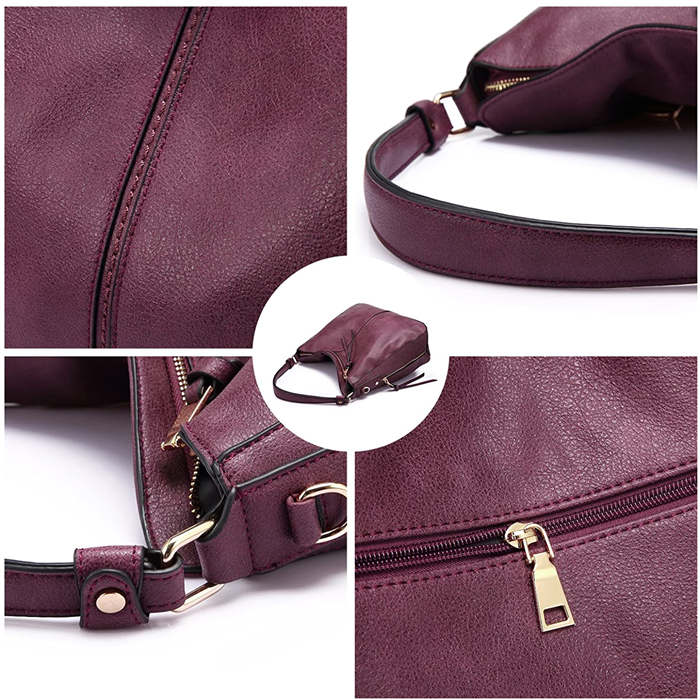 Beakey Handbags for Women Large Designer Ladies Hobo bag Bucket Purse Faux Leather-Purple